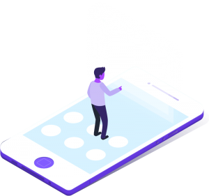 person on cellphone isometric illustration